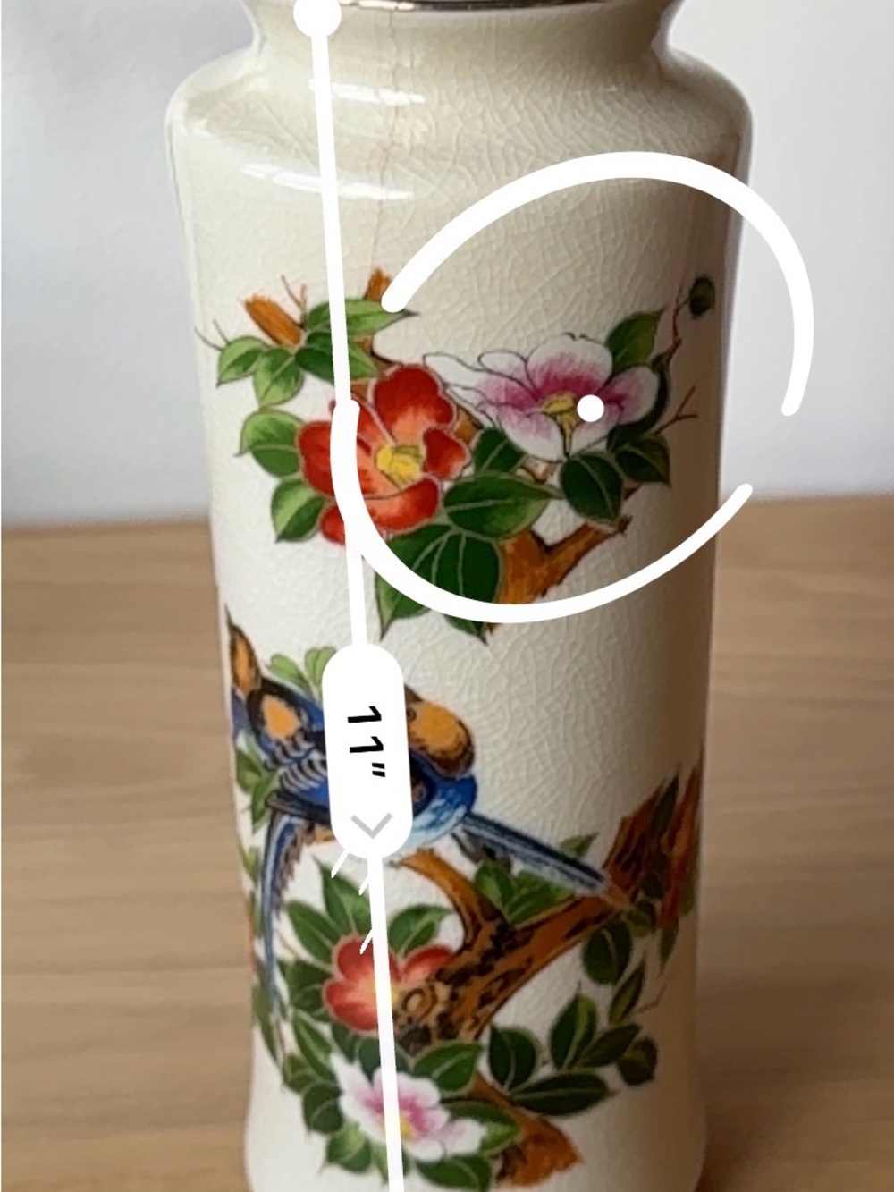 Vintage Japanese Kutani Satsuma Style Vase 11” Crackle Glaze Birds & Camellias - Picture 8 of 9